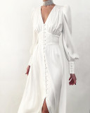 Ihoov's Exquisite Lantern Sleeves Satin Dress with