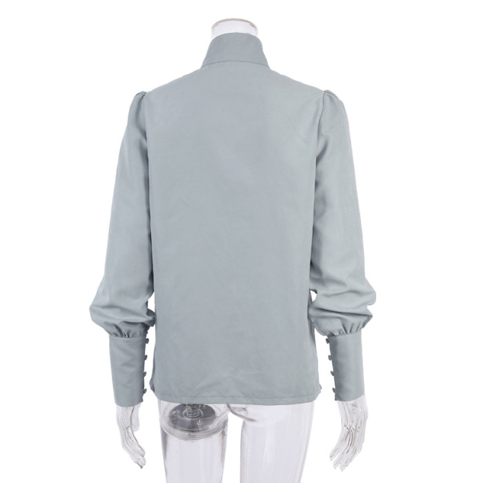 Chinese-style Stand Collar Long-sleeved Casual Shirt