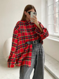 Loose Checkered Coat for Women