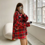Loose Checkered Coat for Women