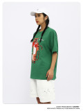 Cotton Unisex Short Sleeve Fun Anime Tiger Print Loose T-Shirt