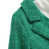Textured Double-Breasted Mid-Length Suit Jacket