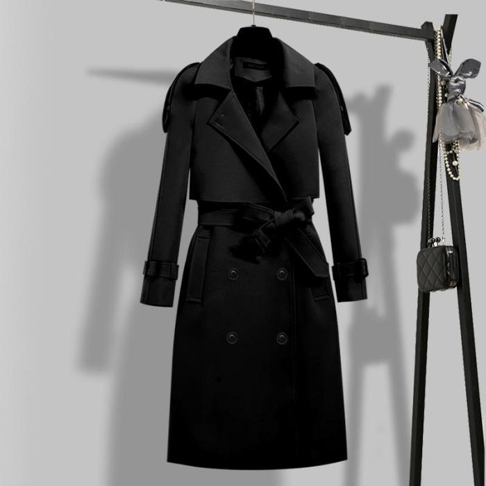 Chic Waist-Cinching Suit Jacket Trench Coat