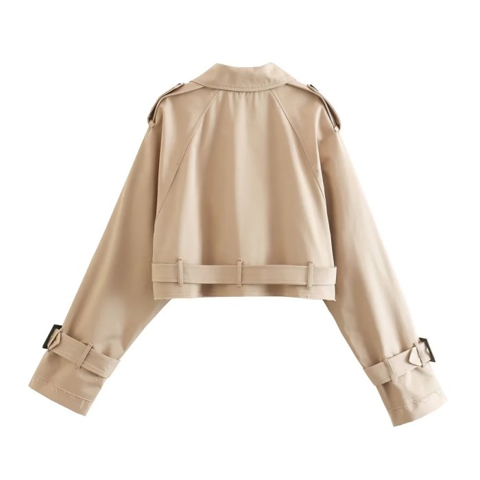 Long-sleeved Windbreaker Loose-fitting Top with with Belt