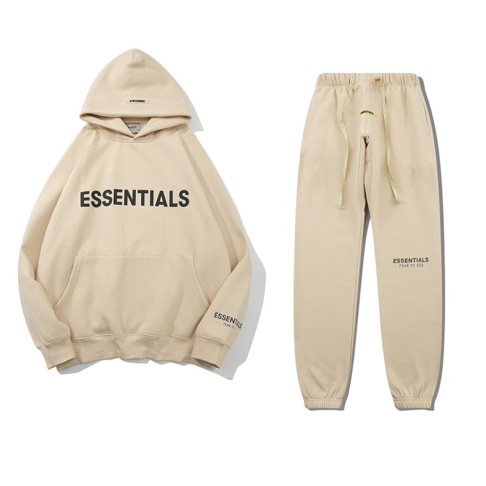 Essentials flocked hooded sweatshirt jogging suit