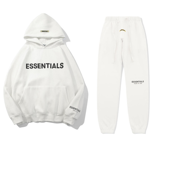 Essentials flocked hooded sweatshirt jogging suit