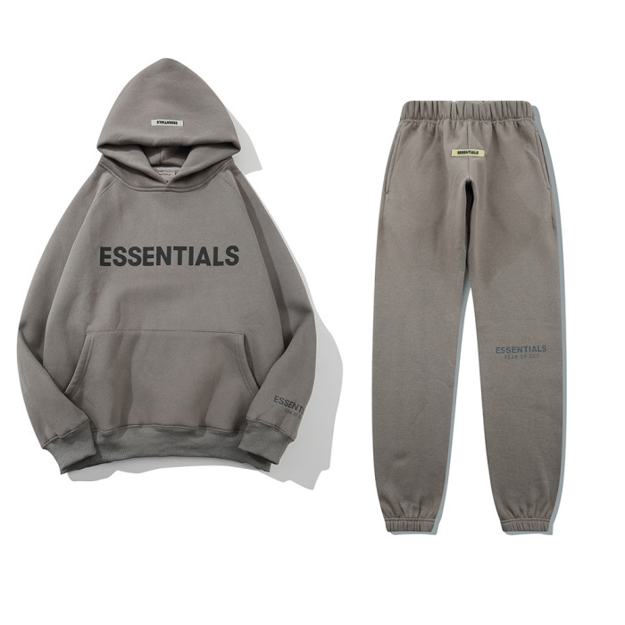 Essentials flocked hooded sweatshirt jogging suit