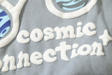 Kanye-inspired Cotton Jacket with Cosmic Graffiti Hoodie and Lettering Print