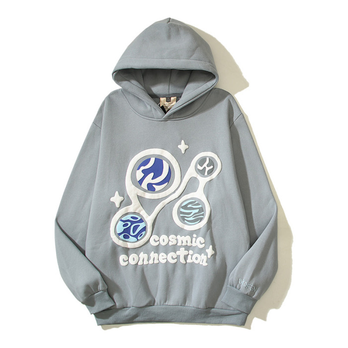 Kanye-inspired Cotton Jacket with Cosmic Graffiti Hoodie and Lettering Print