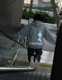 Kanye-inspired Cotton Jacket with Cosmic Graffiti Hoodie and Lettering Print