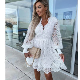 Sexy Hollow Out Water Soluble Lace Floral Edge Elegant Commuter Dress