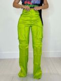 Fashion CasualWomen's Solid Color Multi Pocket Work Pants