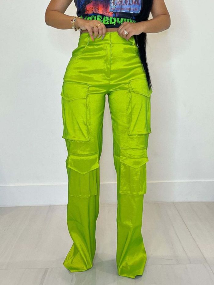 Fashion CasualWomen's Solid Color Multi Pocket Work Pants