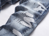 Men 'S Fashion-Forward  Retro Printed Distressed Jeans by ihoov