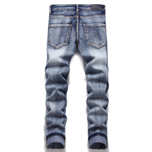 Men 'S Fashion-Forward  Retro Printed Distressed Jeans by ihoov