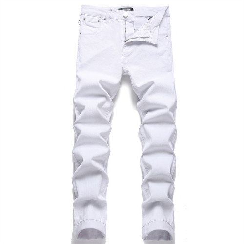 Men's White Simple Trendy and Stretchy Skinny Jeans