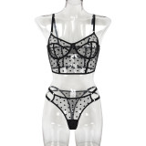 Polka Dot Peek-a-Boo Lingerie Set with Steel Ring and Back Cutout