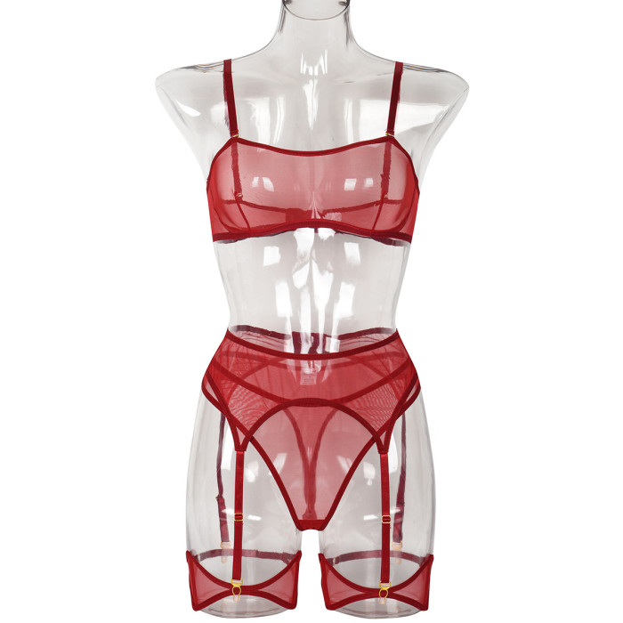 Sexy Sheer Mesh Lingerie Set with Leg Harness by ihoov