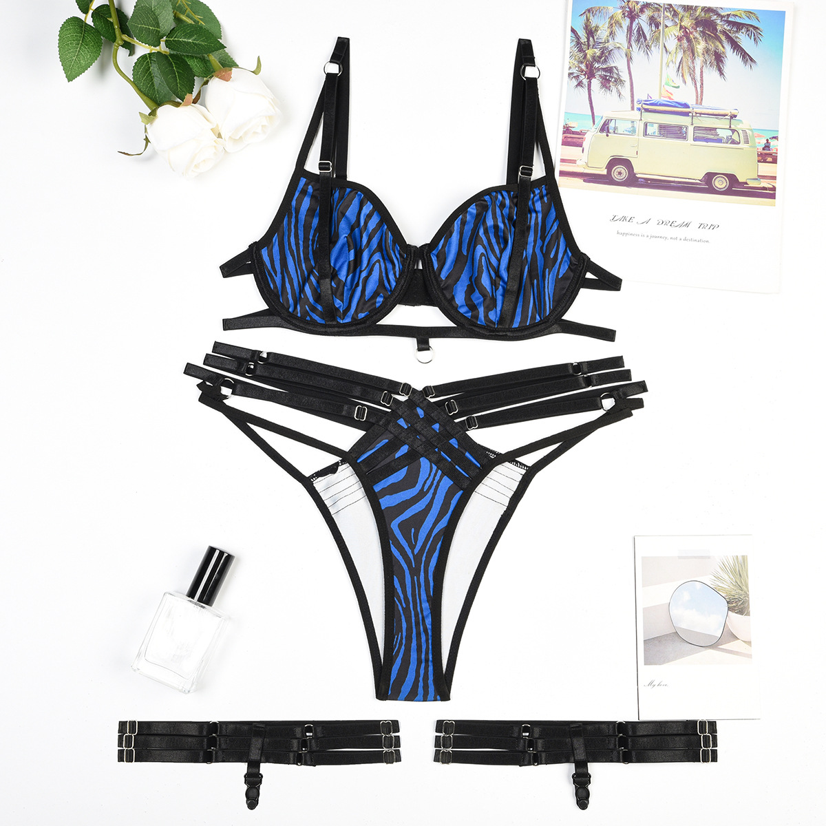 US 5 96 Exquisite Cross Strap Lingerie Set With Leg Harness Wholesale 