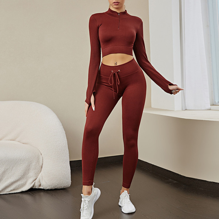 Yoga Suit Sports Two-Piece Knitted Butt-Lifting Seamless Women's Fitness Suit Set