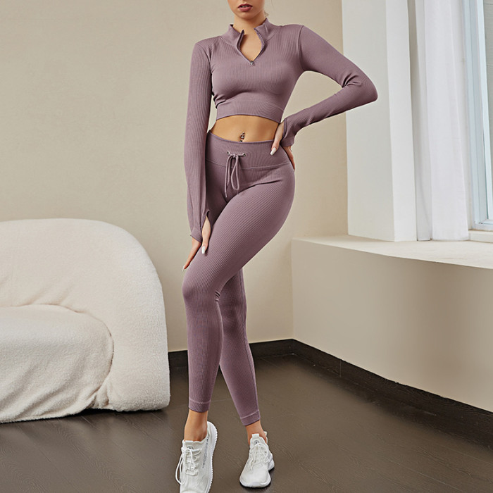 Yoga Suit Sports Two-Piece Knitted Butt-Lifting Seamless Women's Fitness Suit Set