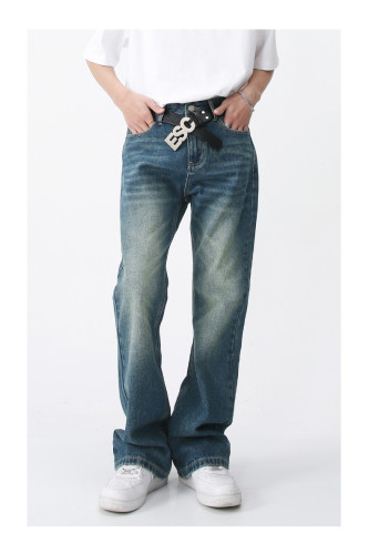 Distressed Flared Straight-Leg Trousers for Men