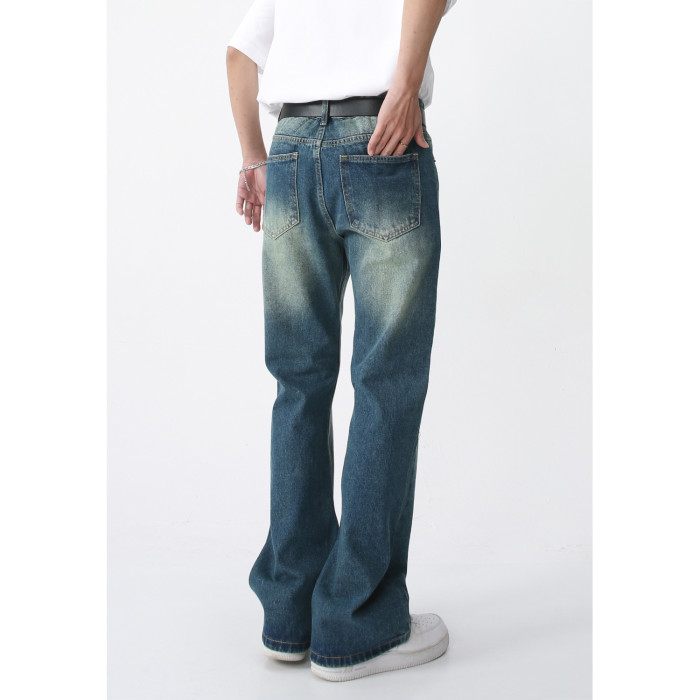 Distressed Flared Straight-Leg Trousers for Men