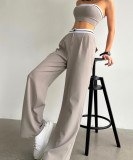 Color-Blocked Crop Top and High-Waisted Wide Leg Pants Set