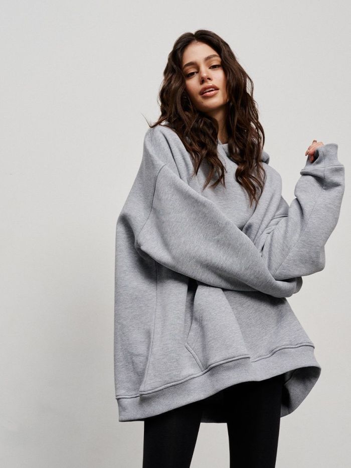 Boyfriend Style Loose Fit and Plush Velvet Cozy Hooded Sweatshirt