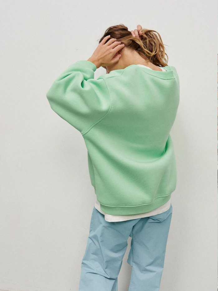 Solid Color Oversized Fleece Pullover Round Neck Sweater