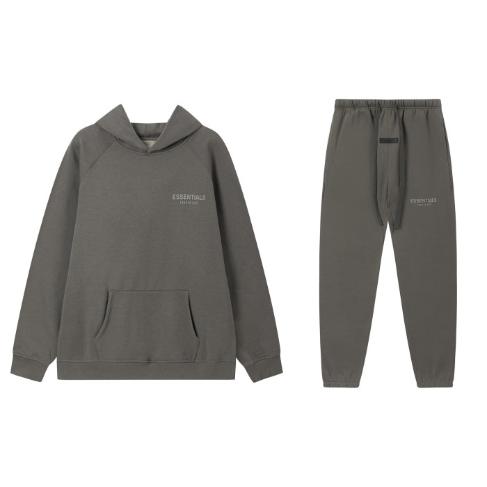 Fleece Sportswear Set with ESSENTIALS Hoodie and Casual Pants