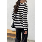 Versatile and Stylish Classic Retro Round Neck Knit Striped Sweater