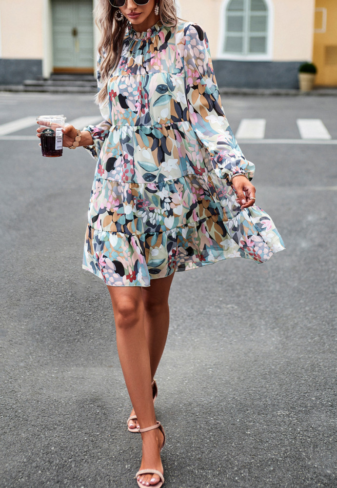 Perfect for Fall and Winter Elegant Floral Print Dress