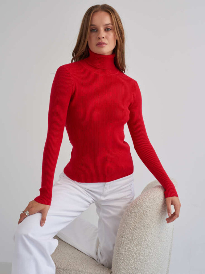 European-style High-necked Knitted Sweater for Women