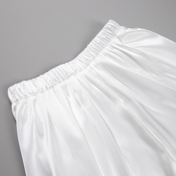 Elegant and Elegant High Waist Satin Colored Ding Long Half length Skirt