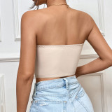 Low-cut Eyelash Patchwork Short Feather Corset Top