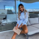 Solid Color Single-Breasted Stand Collar Lace Shorts Long Sleeve Set