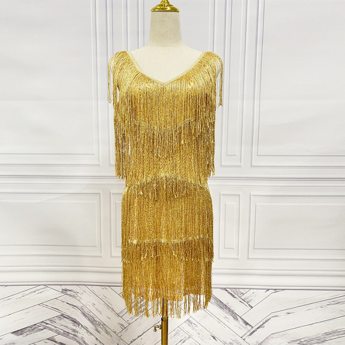 Shimmering Fringe Sleeveless Dress