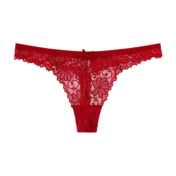 Sexy Lady Lace Thong Seductive Low-waist T-back Panties for Women