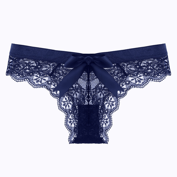 Sexy Low-Rise Pure Temptation Lace Panties with Cute Bow