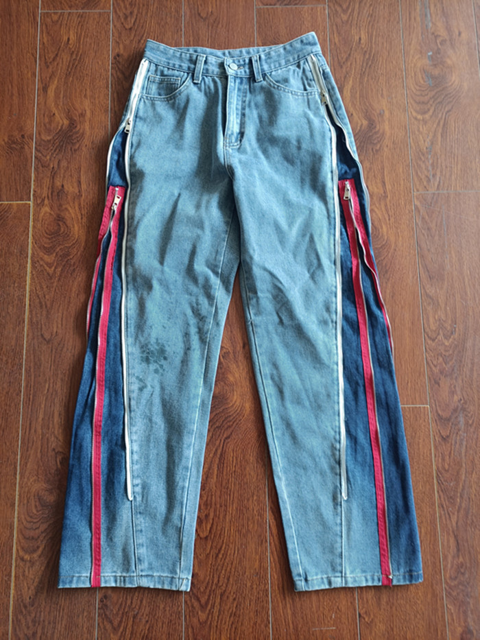Trendy Dual Zipper Jeans Casual Pants