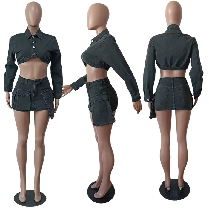 Women's Casual 3D Pocket Skirt Set