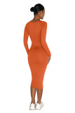 Slim-Fit Round Neck Hip-Hugging Dress