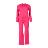Casual Sports Two-Piece Jacket and Long-Sleeve Top Set