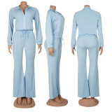Casual Sports Two-Piece Jacket and Long-Sleeve Top Set
