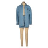 Denim Jacket and Shorts Set