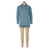 Denim Jacket and Shorts Set