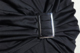 Metallic Accent One-Shoulder Bodycon Dress with Ruffled Hem