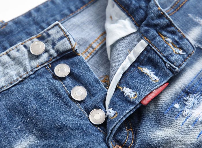 Men's Slim Fit Distressed Patchwork Denim Jeans