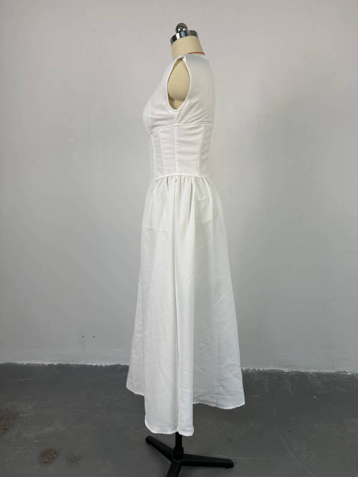 Elegance Redefined Waist Cinching and Flattering High Waist A-line Dress